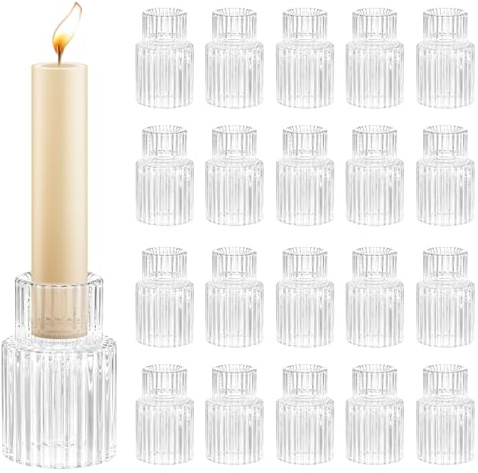 QWORK® 20 Pezzi porta candela in vetro, portacandele per tealight 6 cm, per matrimoni, feste, decorazioni per la casa