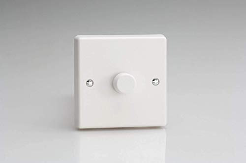 Varilight - 1 Gang 1 Way 400 Watt Standard Dimmer Switch Classic White Plastic with White Knob - HQ1W