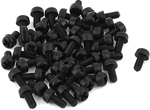 sourcing map 50Stück M3 x 6mm Nylon Kreuzschlitz Flachkopf Maschinenschrauben schwarz DE de