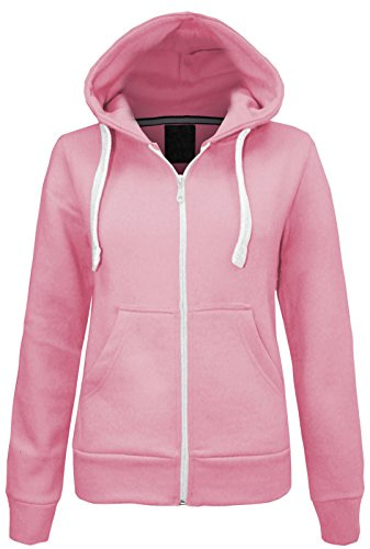 Parsa Fashions Ladies Plain Zip Up Hoodie Womens Fleece Hooded Top Long Sleeves Front Pockets Soft Stretchable Comfortable PLUS SIZES Small to XXXXXXXL (UK 6-30)