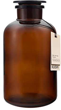 Kuishi barattolo di vetro ambrato da 2 litro, con coperchio, vetro riciclato al 45%, barattolo da farmacia, riutilizzabile- arredamento moderno per la casa- barattolo di polvere-