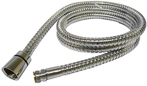 150cm 8mm Bore Stainless Steel Through Bath Shower Hose - BH33-15mm Fine Thread Male to Std Shower Head Connection
