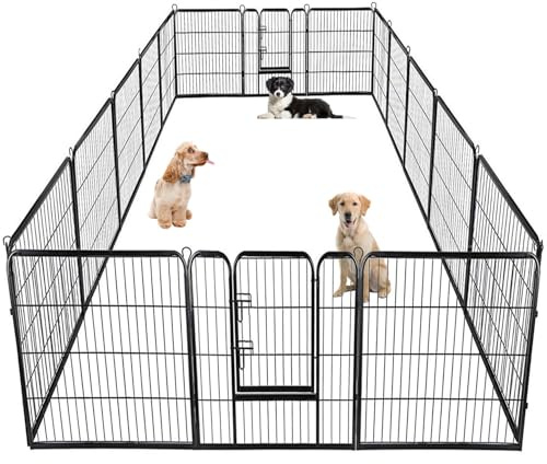 BestPet | Dog Playpen | 40 Inch, 16 Panels | Heavy Duty Metal Pet Exercise Pen | Indoor Outdoor Fence Panels | Rust-Resistant, Removable, Tool-Free Setup | Anti-Skid, Expandable Design