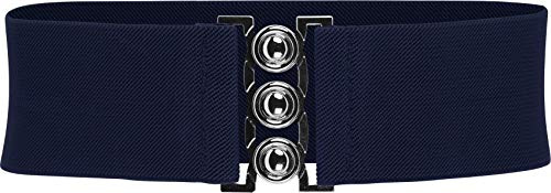 BlackButterfly Klassisch Dreifach Haken Weit Elastisch Gurt Dehnbar Taille Gürtel (Nachtblau, L)