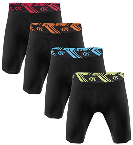 YuKaiChen Boxershorts Herren Bambus Unterhosen Männer Retroshorts Herren Langes Beine Atmungsaktive ohne einschneidenden Gummibund 4er Pack Schwarz XXL