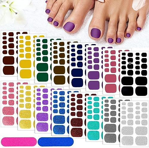 Kalolary Toenail Polish Stickers, 16 Sheets Full Cover Self Adhesive Toe Nail Art Decals Pedicure Nail Wraps Decals Stick-on Toenail Foils for DIY Feet Nail Design Decorations