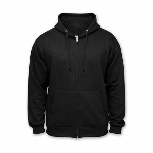 D&H CLOTHING UK Zipper Hoodie Premium Zipped Black Adult Zip Up Unisex XS-6XL Heavy Blended Hooded Fleece Jumper Work Wear Sweatshirt Hoodies Top Plain BNW Unisex 4XL BLACK