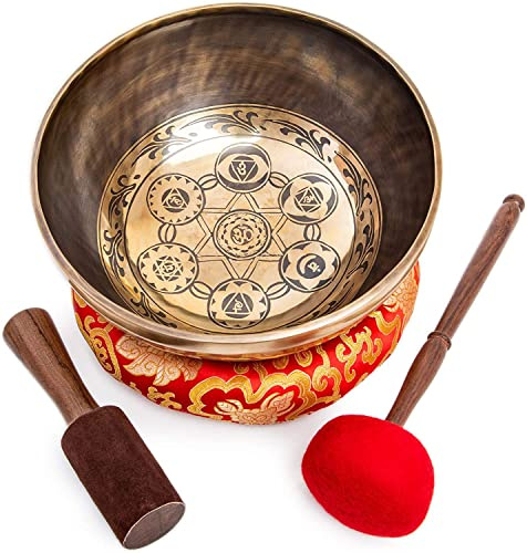 Large Tibetan Singing Bowl Set - 11 Master Healing Big Professional Grade For Sound Bath Chakra 7 Metal Meditation Yoga By Himalayan Bazaar