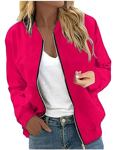 SHE.White Schlupfjacke Damen Anime Jacke Kunstlederjacke Damen Winter Mantel for Women Lederjacke Fell Reitjacke Damen Winter Mantel Damen Gelb Mantel Hellblau(1-Hot Pink,XXL)