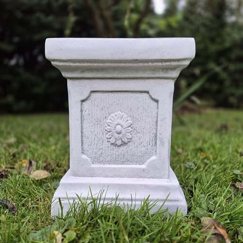 FABRIQ Statua decorativa da giardino in pietra artificiale, colonna/base in stile dorico, grigio, pietra artificiale, resistente al gelo, L: 20 cm, W: 20 cm, H: 25 cm, peso: 17