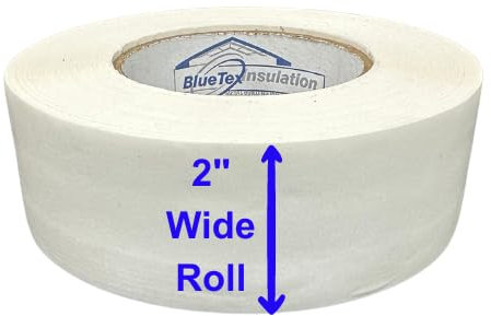 BlueTex Insulation Nastro bianco barriera al vapore, larghezza 5,1 cm x lunghezza 50,6 m, per isolamento di porte di garage, spazi di scansione, riparazioni, cuciture di sottofondo, cuciture isolanti