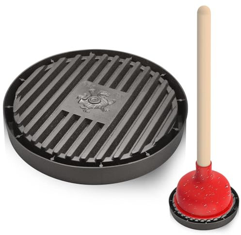 Toilettenkolbenhalter,Kolbenablage,Lufttrocknungsmatte für Badezimmerkolben,Kolbenmatte,Toilettenkolbenhalter,Tropfschale fängt Tropfen auf,Saugglockenmatte,7,08 Zoll,Plunger Mat Plunger Tray Air