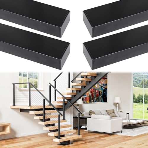 4 Pack 6'6 Black Cable Railing Handrail Rectangular Stainless Steel Flat Handrail Metal Top Rail Cable Railing System for Deck Stair Indoor Outdoor HH01