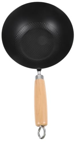 SHOWERORO Small Japanese Wok Iron Pot Traditional Cooking Fry Pan for Home Kitchen Bottom Design for Gas Stove Use
