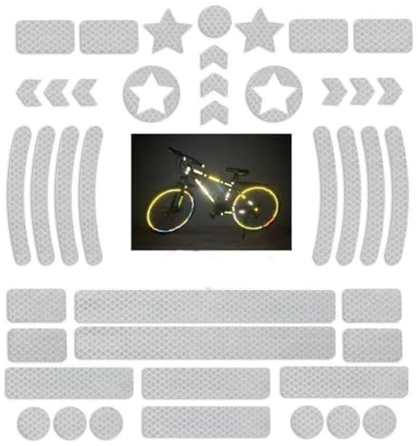 LSUO BAOFU Lot de 42 Autocollants Réfléchissants, Vélo Nuit Réfléchissant Sécurité Décoration, Stickers Réfléchissants pour la Visibilité de Nuit, pour Casque/Vélo/Voiture/Poussette/Moto