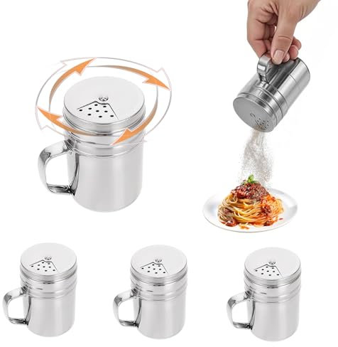 LERANXIN Saliera da Tavola, Barattoli per Spezie, Saliera – 4-Pc Set Porta Sale Inox 5,1cm ×7,8cm per Cucina & Camping