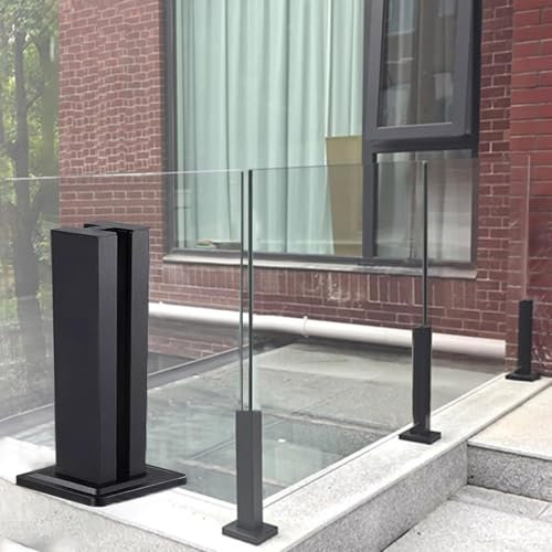 Genérico Barandilla de Escalera de Acero Inoxidable 304 con Abrazadera y Goma, balaustrada de Metal Negro para escaleras, terrazas y Jardines - Balaustres de Poste Medio de 125 cm de Alto