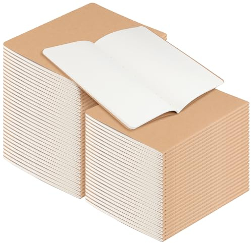 NGOSUET 60 stycken anteckningsböcker A5 Blanko, 36 ark/72 sidor brunt kraftskydd anteckningsblock liten, 80 gsm skissbok A5-anteckningsböcker brun bok för kontor och skola, 14 x 20,3 cm