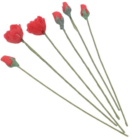 HOLIDYOYO 6Pcs Miniature Rose Decorations for Dollhouse Accessories Realistic Simulation Rose Plaything with Smooth Surface and Craftsmanship for Fairy Garden Kits and Home Decor