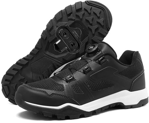PENXZT Mens Mountain Bike Shoes MTB Cycling Shoes Compatible with Shimano with 2-Bolts SPD Cleats Included Indoor Outdoor Riding Biking