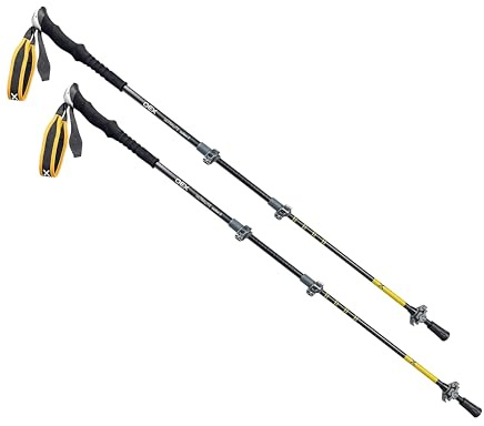 OEX Ultralite Carbon X Walking Poles, 4-Section Carbon Fibre, 105-135cm Adjustable Length, Extended Foam Grip, Carbide Tips, Trekking Baskets, 170g Each