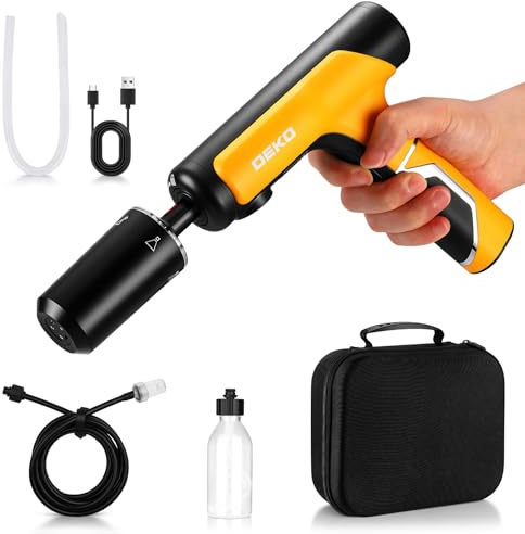 DEKOPRO Nettoyeur Haute Pression sans Fil, 130 PSI Pistolet À Eau Haute Pression Batterie, Laveur Jet Portable 5 Modes Nettoyage, Idéal Lavage Voiture, Jardin, Terrasse, Sol et Nettoyage Animaux