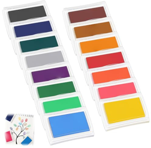 Voxlvytic Set de Tampons Encreurs 15 Couleurs,Encre Non Toxique pour Empreinte Digitale,Scrapbooking,DIY, Tampons en Caoutchouc,Séchage Rapide et Lavable,Portable et Réutilisable
