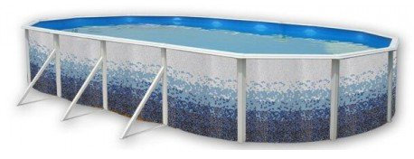 Piscine Ovale Hors sol 730x366x120 Paroi Rigide Laquée Trencadis Ovale TOI