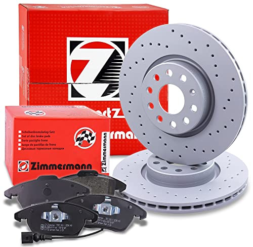 ZIMMERMANN Bremsenset Vorderachse inkl. Gelochte Bremsscheiben Belüftet Ø 312 312 mm + Bremsbeläge vorne