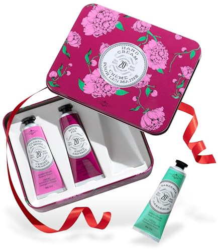 La Chatelaine Hand Cream Gift Set for Women, Hand Lotion for dry cracked hands, Travel Size, Natural Hand Cream Made in France with Organic Shea Butter (Cherry Almond, Wild Fig, & Gardenia) 3 x 1 fl