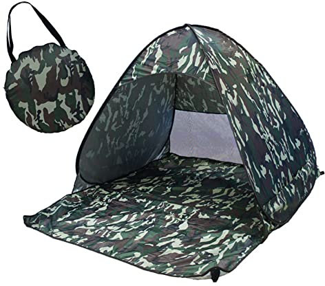 Ommda Strandmuschel Pop up Automatik Strandmuschel Sand Regendicht für Kinder und Baby UV Schutz UPF 50+ 2-3 Personen 165x150x110cm Tarnfarbe