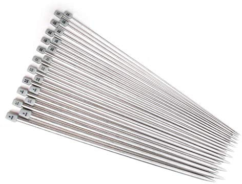 Agujas de Tejer ,Agujas de Punto 11 pares 35cm Acero Inoxidable Kit de Agujas de Una Sola Punta en Caso para Suéter Proyecto de Encajes y Flores 2.0,2.5,3.0, 3.5, 4.0, 4.5, 5.0, 5.5, 6.0, 7.0, 8.0mm