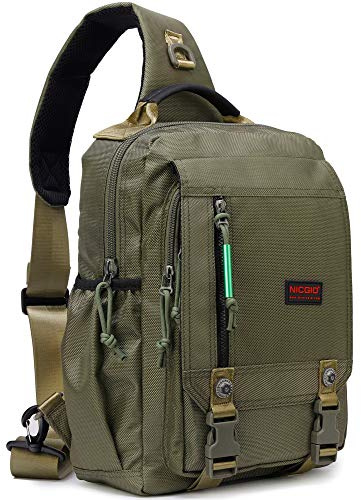 Nicgid Sling Bags Chest Shoulder Backpacks, 13.3'' 14.1'' Laptop Backpack Crossbody Messenger Bag Travel Outdoor Men Women, Green, 13.3 inch, Casual