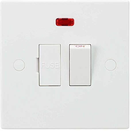 Knightsbridge SN6300N 13A Switched Fused Spur Unit with Neon, Square Edge, 9.0 mm*86.0 mm*86.0 mm