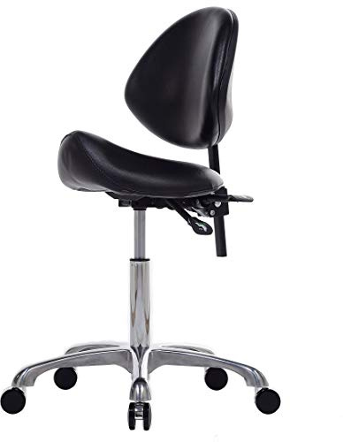 FRNIAMC Hydraulic Saddle Rolling Adjustable, Heavy-Duty (350 lbs) Stool Chair for Beauty Salon Massage Dental Clinic Home Office Use (Black)