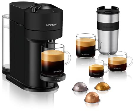 Nespresso VERTUO Next XN910N - Cafetera de cápsulas, máquina café expreso Krups , 5 tamaños diferentes tazas, tecnología Centrifusion, calentamiento 30s, Wifi, Bluetooth, Negro Mate