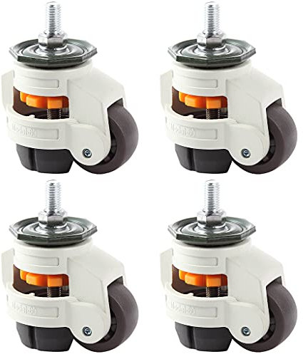 Skelang 4 Pcs Threaded Stem Leveling Castor, 60S Workbench Castors Heavy Duty, Retractable Casters with Nylon Wheels, Total Loading Capacity 1000kg