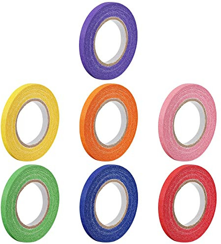sourcing map Lot de 7 rouleaux de ruban de masquage pour peintre - 5 mm x 20 m - 7 couleurs