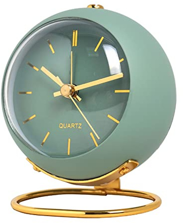 SHISEDECO Small Tableclocks Classic Non-Ticking Tabletop Alarm Clock,Green