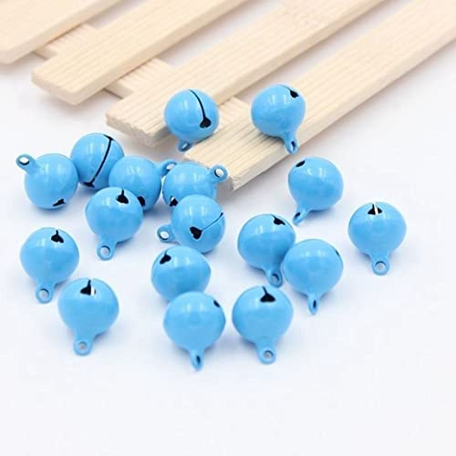 SHTGOI 50 campanelle da 14 mm, piccole campane in metallo, campanellini sonagli, per decorazioni natalizie, gioielli, collari per animali domestici, portachiavi blu