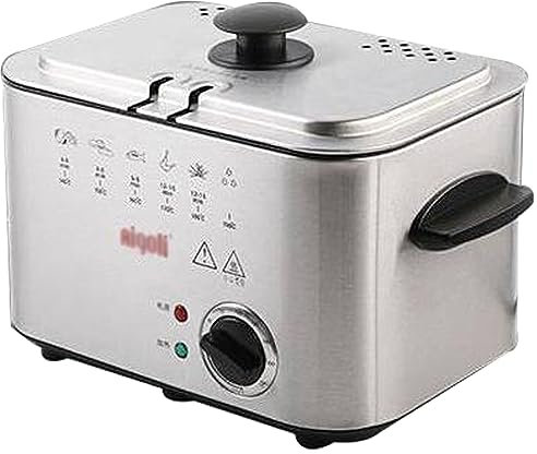 RUYICZB Freidora Eléctrica con Cesta Y Tapa, Encimera Comercial 4L Cocina Único Depósito De Acero Inoxidable Freidora De Grasa Temperatura Ajustable para Cocina Casera Y Restaurante 1830W