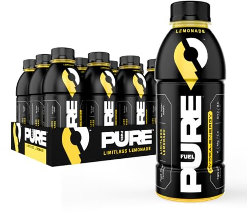 Pure Fuel Healthy Energy Drinks Limitless Lemonade - Sports Drinks - Plant Based - 180mg Natural Caffeine - 12pk x 16.9 fl oz