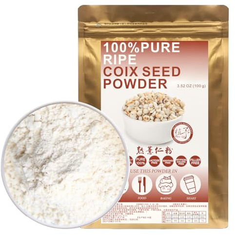100% Natural Pure Coix Seed Powder 100g/3.52oz 薏仁粉 Farina di Lacrime di Lavoro, Farina di Cuoco in Polvere di Coix Ricette di Cottura & Bevande,| Senza conservanti
