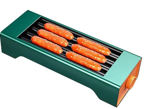 PLABNK Macchina elettrica per Salsicce a Rullo per Hot Dog, Rullo per Hot Dog, capacità 6 Hot Dog con Spazzola per Olio e Morsetti Pentole per Ristorante da Cucina, Salsiccia per Colazione