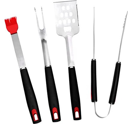 POPETPOP 4 Stück 1 Satz Grillwerkzeug Besteck Grillzange Grill im Freien Outdoor-Kochherd Jetons Grill bürste Grill Pinsel spachtel Grillschaufel Lebensmittelclip draussen Reinigungsbürste