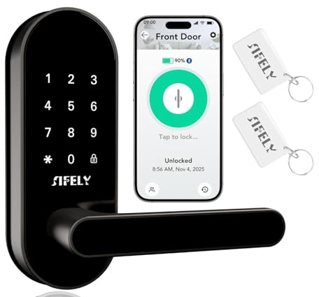 Keyless Entry Keypad Smart Door Lock with Handle & Knob – Digital Deadbolt for Front, Bedroom, Office & Interior Doors, App Control for Airbnb, Guests & Kids, Easy DIY Install (No Fingerprint)