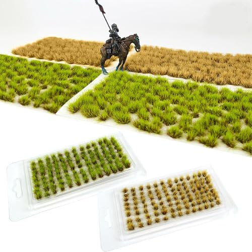 TICKLELY Modellismo Diorama, Kit di Erba Finta per Modellismo Ferroviario, Include 208 Pezzi di Ciuffi di Erba, Realizza il Tuo Paesaggio Perfetto