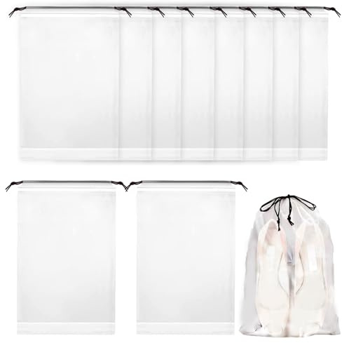 10 Pièces Sac à Chaussures de Voyage,Housses Chaussures,Sac à Cordon Anti-Poussière pour Chaussures,Sac de Rangement Imperméable pour Chaussures,Sacs à Poussière pour Chaussures-20x30cm