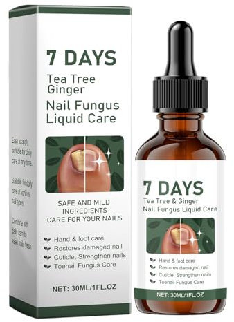 Fungal Nail Treatment - Tea Tree Ginger Nail Fungal Treatment for Finger & Toenail - 7 Days Nail Fungus Treatment - Nail Repair Care for Thick Broken Discolored Nails Cuticle Strengthen Nails - 30ml