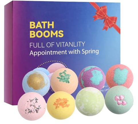 RoseFlower Kids Bath Bomb Gift Set, 8 bombe da doccia colorate, fatte a mano con essenza vegetale, bagno di casa per idratare la pelle, adatto per le donne, idea regalo